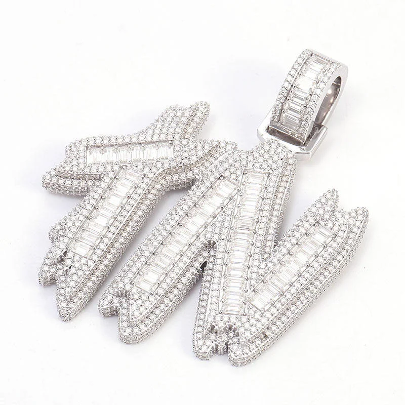 Starspire Jewels Fine Bespoke 925 Sterling Silver Emerald Cut Hip Hop Pendant Luxury Moissanite Stone Charm Rose Gold Plated
