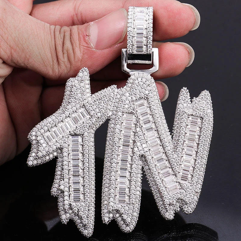 Starspire Jewels Fine Bespoke 925 Sterling Silver Emerald Cut Hip Hop Pendant Luxury Moissanite Stone Charm Rose Gold Plated