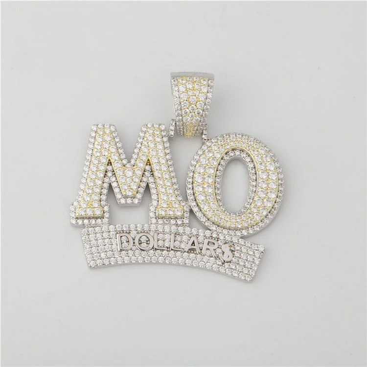 Bespoke Premium 925 Silver HipHop Emerald Cut Luxury Moissanite Stone Unisex Charm Stylish Trendy Fine Jewelry Pendants & Charms