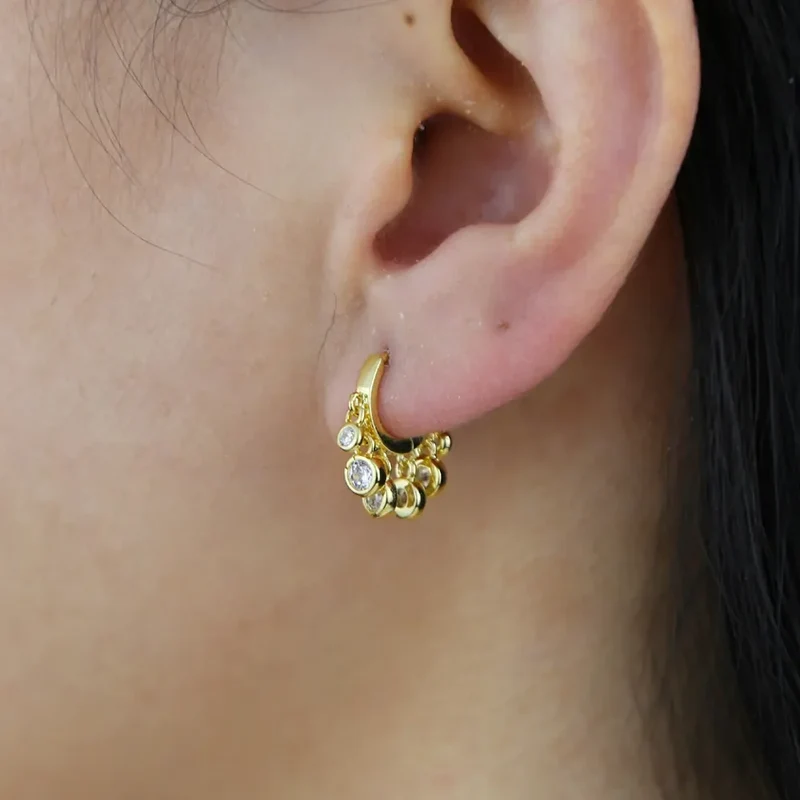 Multi Piercing Mini Hoop Rose Gold Gold Wholesale Women Jewelry 2023 New Design Round Charm Hoop Earring