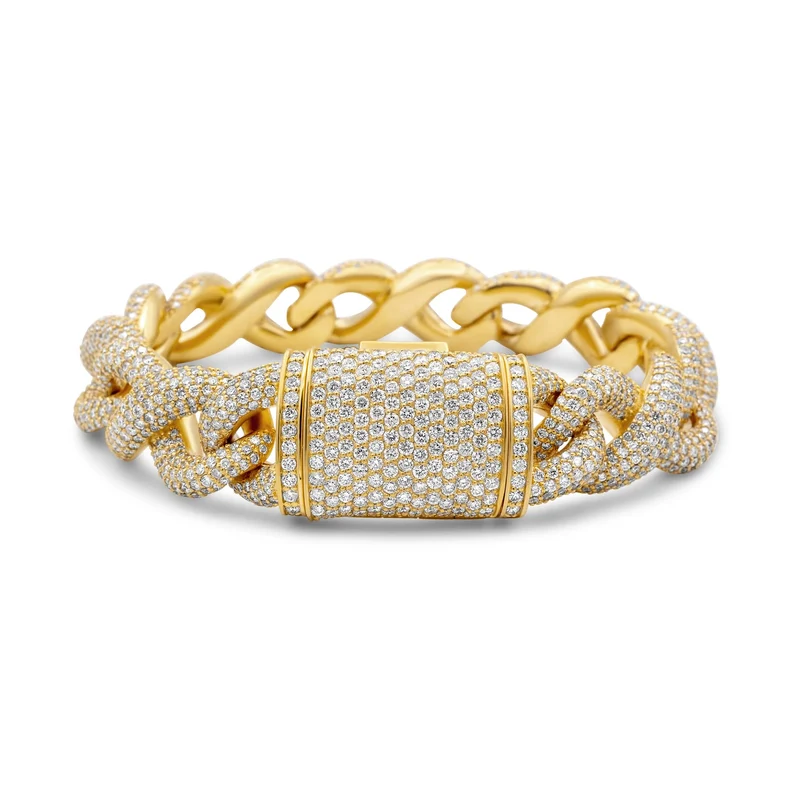 High Quality Icedout Diamond Charm Bracelet Handmade Link Chain 18K Gold Plated Hip Hop Unisex Elegant Style Gifting Use Bulk