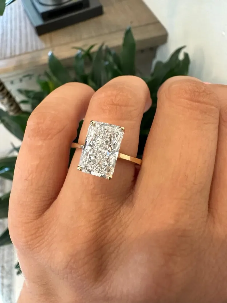 4 Carat Radiant Cut Lab Grown Diamond Engagement Ring IGI Certified Lab Created Diamond Ring
