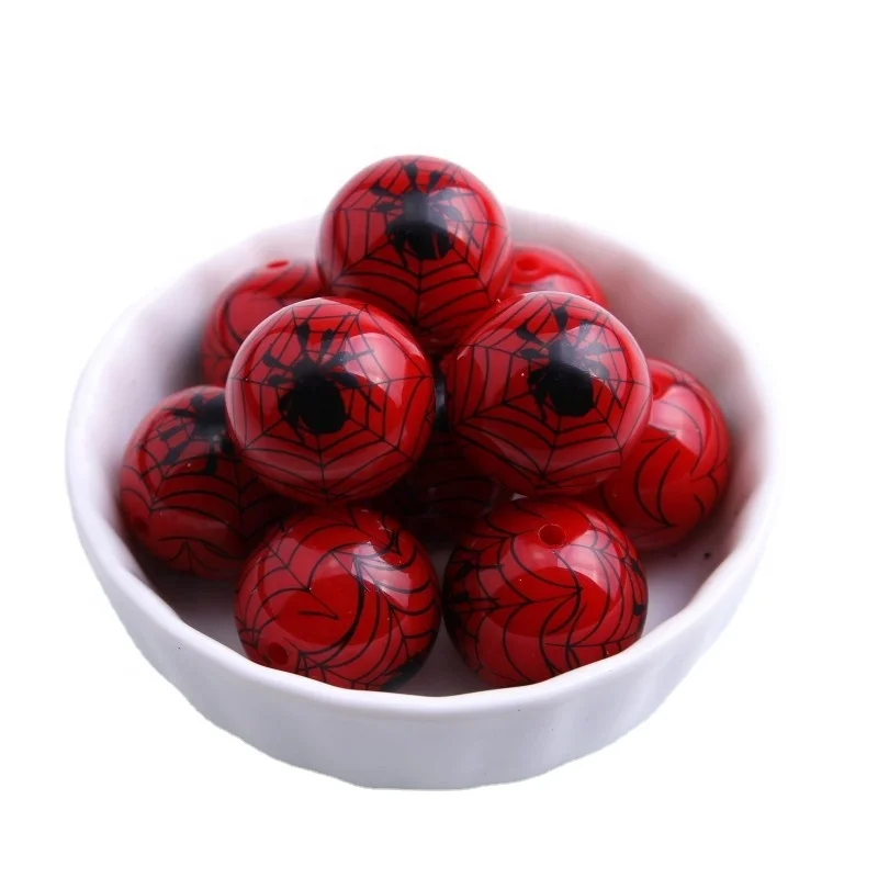 New Gumball Halloween Fashion Chunky Solid Print ArachnidBeads for Jewelry Necklace Making 20mm Acrylic Beads