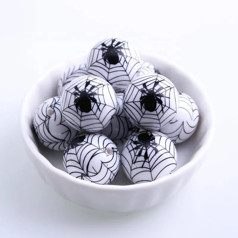 New Gumball Halloween Fashion Chunky Solid Print ArachnidBeads for Jewelry Necklace Making 20mm Acrylic Beads