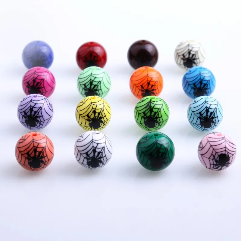 New Gumball Halloween Fashion Chunky Solid Print ArachnidBeads for Jewelry Necklace Making 20mm Acrylic Beads