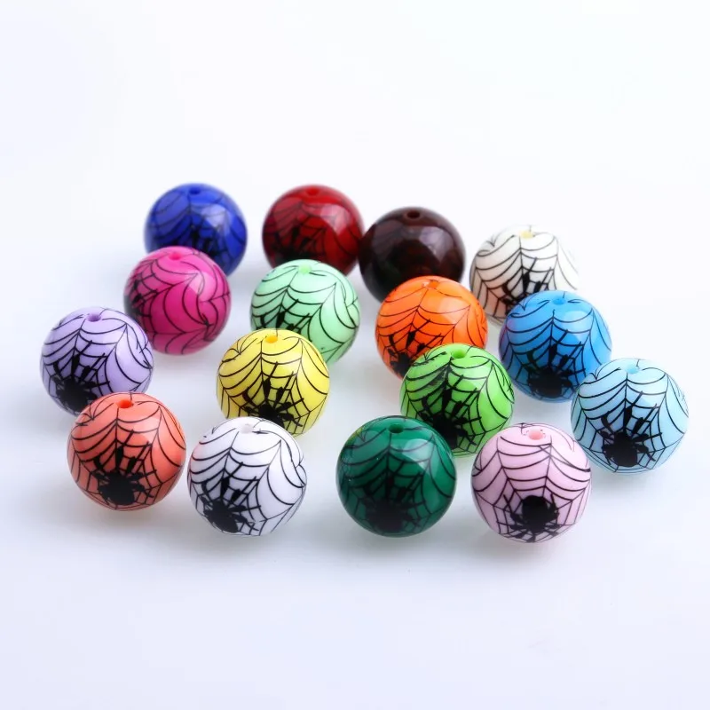 New Gumball Halloween Fashion Chunky Solid Print ArachnidBeads for Jewelry Necklace Making 20mm Acrylic Beads