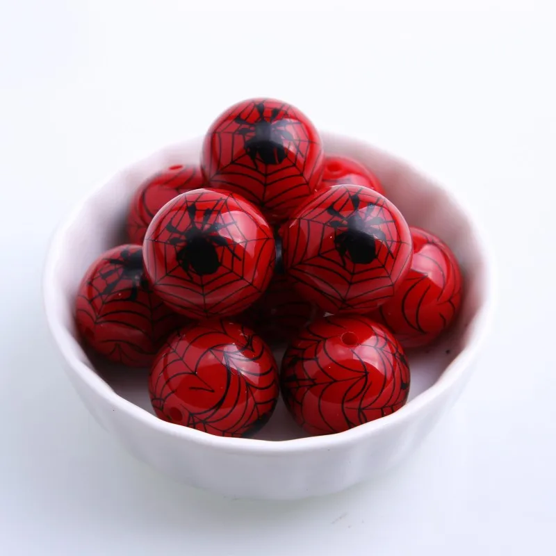 New Gumball Halloween Fashion Chunky Solid Print ArachnidBeads for Jewelry Necklace Making 20mm Acrylic Beads