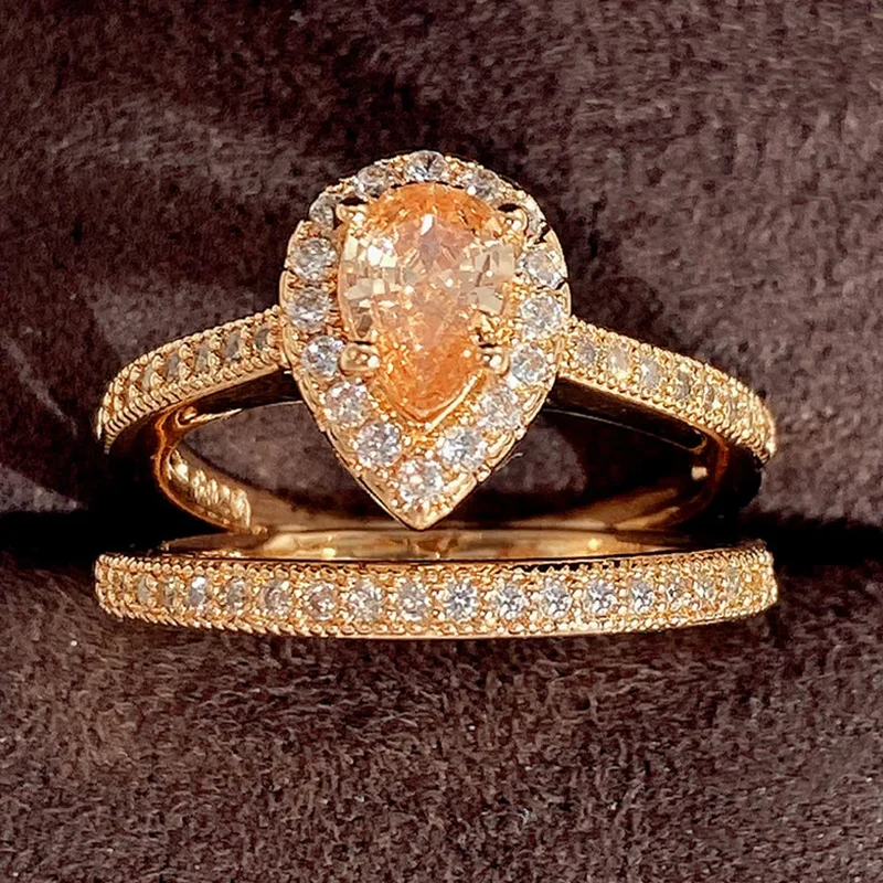 White Gold Pear Cut Diamond Women's Classic Engagement Ring D Color with Side Diamonds DS-RC26