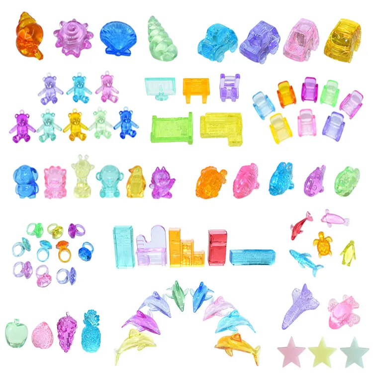 Acrylic Color Transparent Cute Children Play House Cartoon Resin Furniture Animal Decoration