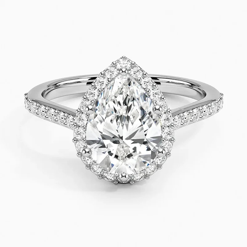 14K White Gold Oval Cut VVS Lab Grown Diamond Marseille Set Engagement Jewelry Ring Premium Quality For Professional Women Gift