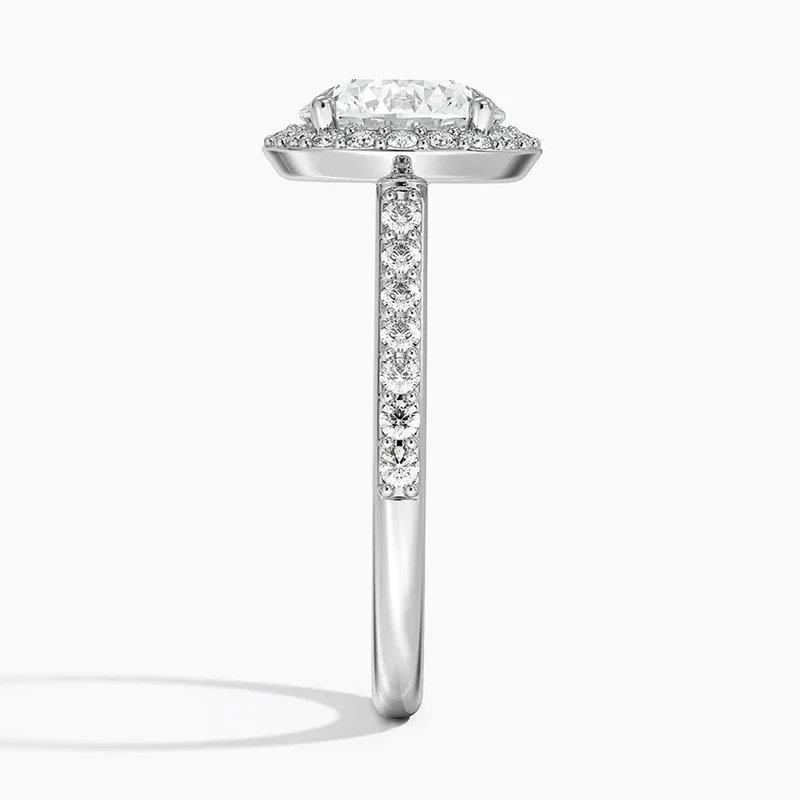 14K White Gold Oval Cut VVS Lab Grown Diamond Marseille Set Engagement Jewelry Ring Premium Quality For Professional Women Gift