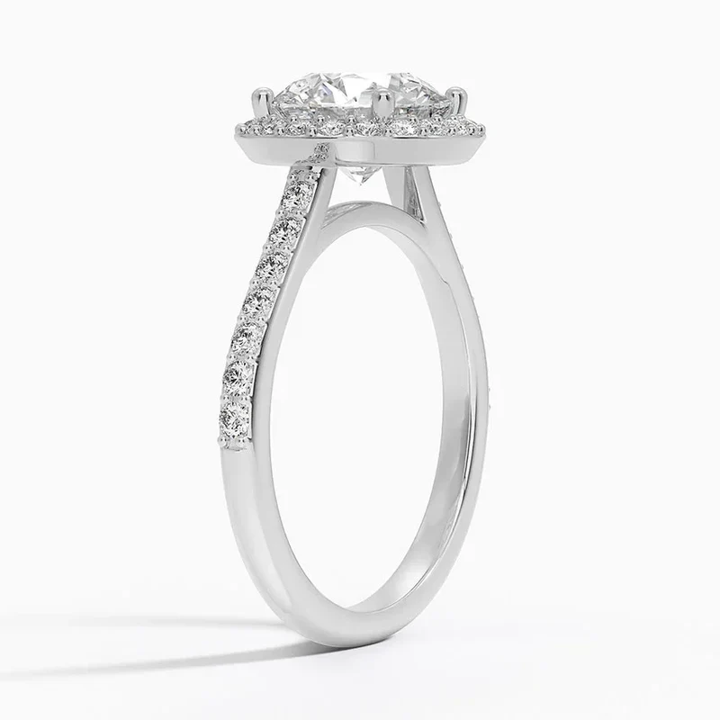 14K White Gold Oval Cut VVS Lab Grown Diamond Marseille Set Engagement Jewelry Ring Premium Quality For Professional Women Gift