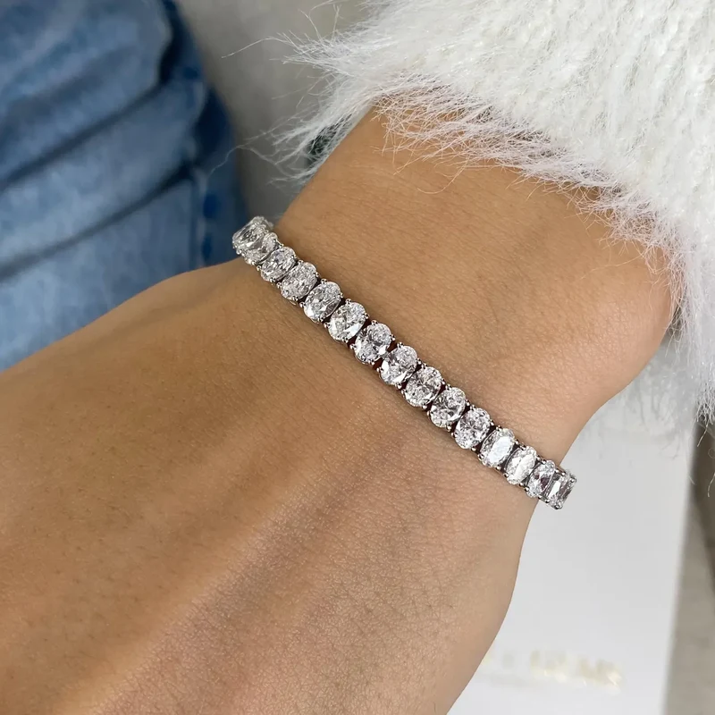 JBR & CO Famous Style Oval Cut IGI Certified Lab Grown Diamond 14k Solid Gold Bracelet High End Fashion Luxury Jewelry Women Gif