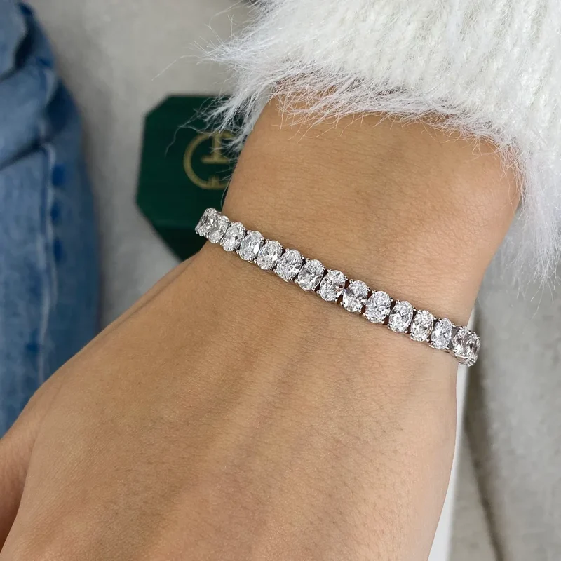 JBR & CO Famous Style Oval Cut IGI Certified Lab Grown Diamond 14k Solid Gold Bracelet High End Fashion Luxury Jewelry Women Gif