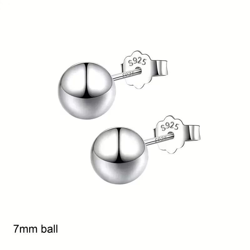 Lanshang Fine Stud Earrings 925 Sterling Silver Gold Plated Jewelry for Women Men Tiny Ball Earrings