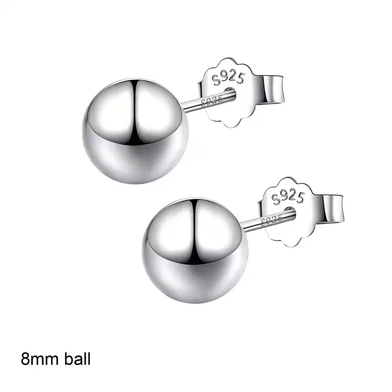 Lanshang Fine Stud Earrings 925 Sterling Silver Gold Plated Jewelry for Women Men Tiny Ball Earrings