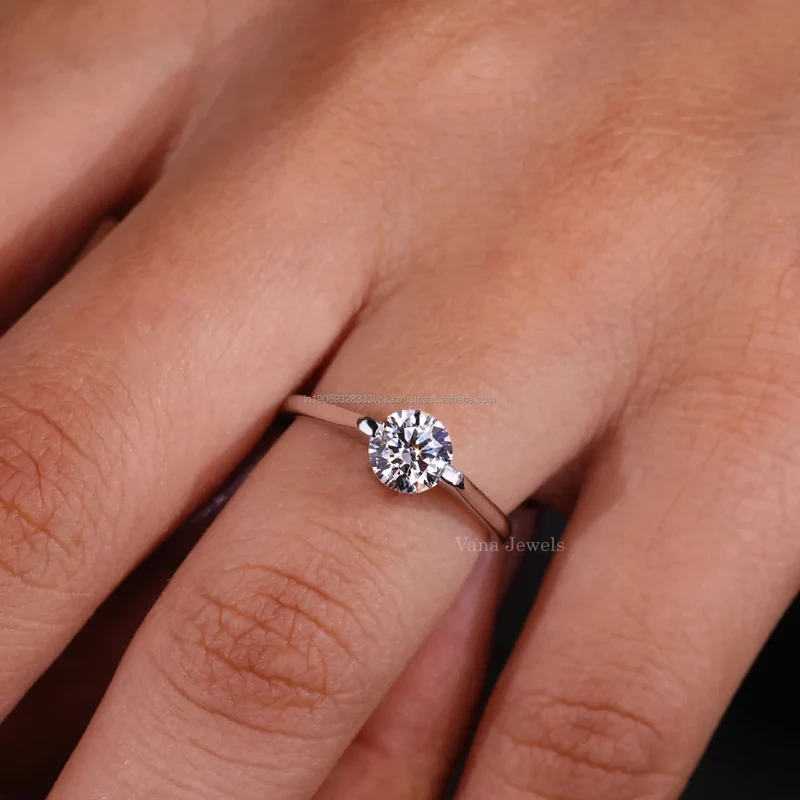 Solitaire Engagement Ring Cut Lab Grown Diamond White Gold Wedding Anniversary Promise Ring Women's 14k Solid Gold IGI Certified
