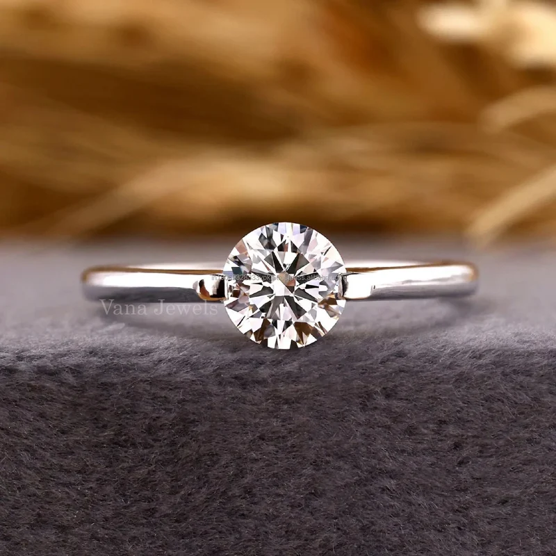 Solitaire Engagement Ring Cut Lab Grown Diamond White Gold Wedding Anniversary Promise Ring Women's 14k Solid Gold IGI Certified