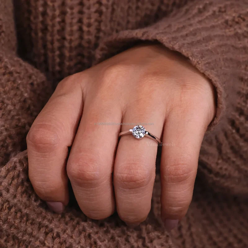 Solitaire Engagement Ring Cut Lab Grown Diamond White Gold Wedding Anniversary Promise Ring Women's 14k Solid Gold IGI Certified