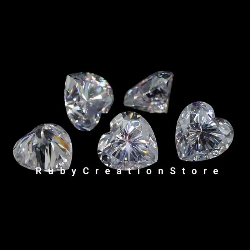 High Quality Polished White Heart Shape Moissanite Loose Stone VVS1 Clarity Gemstone Test Positive for Jewelry Making 3mm