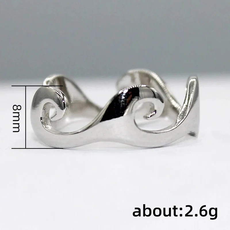Irregular Wave Polished Index Finger Ring for Men Women, Minimalist Unisex Band with Smooth Style