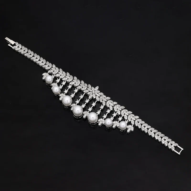 Hotsale Bridal Jewelry Sets New Fashion Dubai White Pearl Necklace Sets for Women Wedding Party Accessories