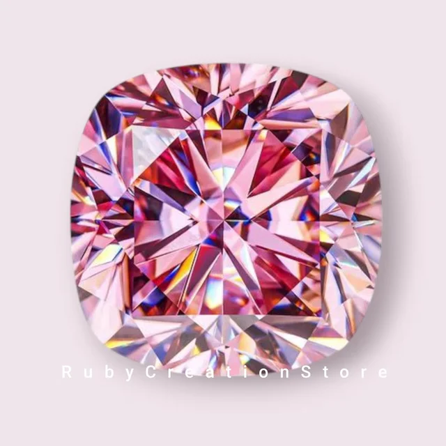 Pink Cushion Cut Moissanite Loose Stone VVS1 Clarity Gemstone for Jewelry Making All Sizes