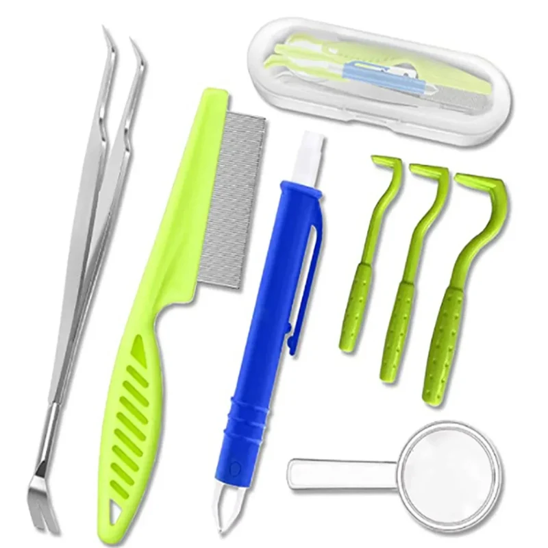 Pet Tick Removal Kit Easy To Use Flea Get Rid of Hook Tweezers Pliers Mite Extractor Dogs Cats Clear Up Accessories Pet Supplies