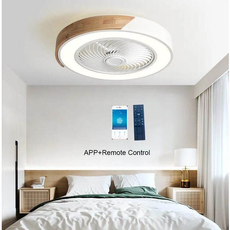 52CM Ceiling Fan Light Lamp 220V APP +Remote Control Fans Bedroom Dining Room Wood Ceiling Fan With Lights DC Green Ceiling Fan