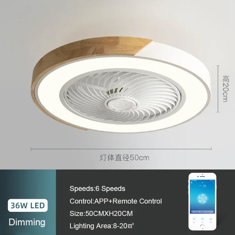 52CM Ceiling Fan Light Lamp 220V APP +Remote Control Fans Bedroom Dining Room Wood Ceiling Fan With Lights DC Green Ceiling Fan