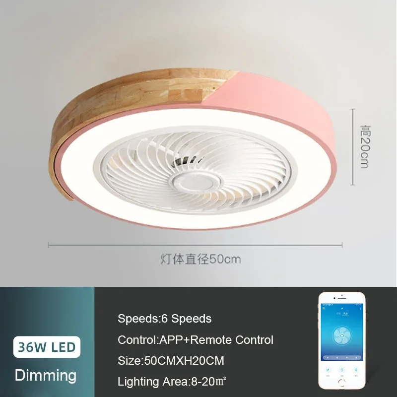52CM Ceiling Fan Light Lamp 220V APP +Remote Control Fans Bedroom Dining Room Wood Ceiling Fan With Lights DC Green Ceiling Fan