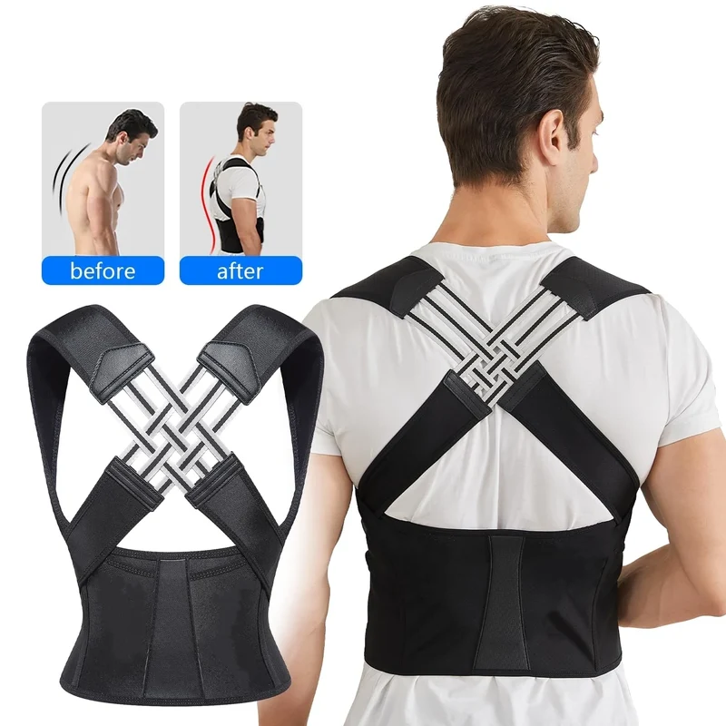 Back Brace Posture Support for Women and Men, Shoulder Straightener Adjustable Full Back Support Upper and Lower Back and Neck