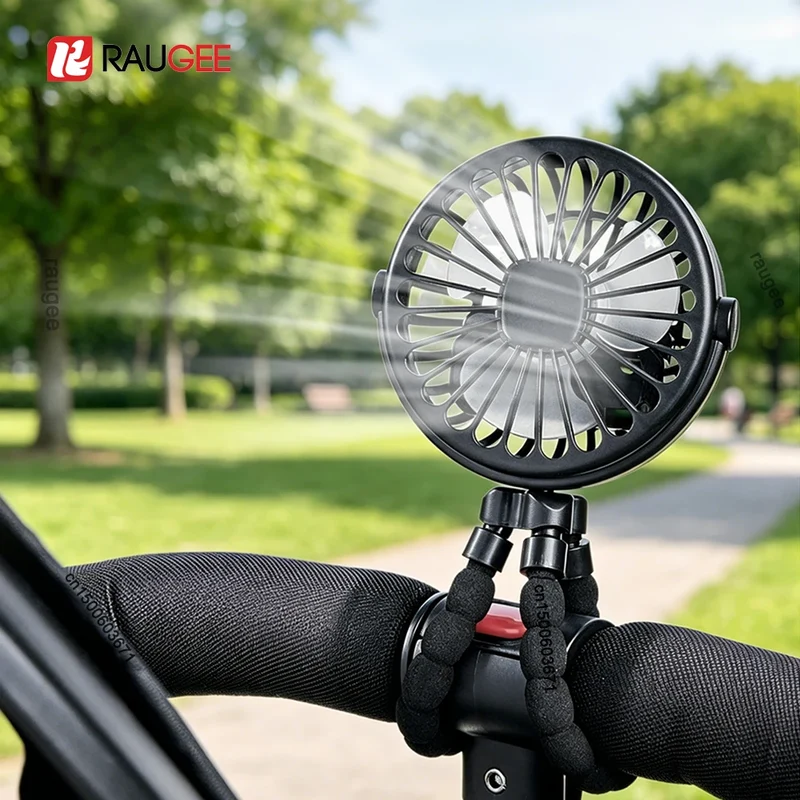 Portable Clip Fan Mini Stroller Fan USB Rechargeable Baby Stroller Octopus Fan 360° Rotate Outdoor Tripod Fan Small Clip Fan