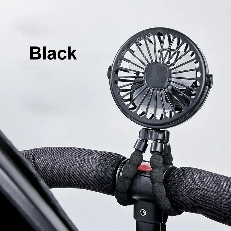 Portable Clip Fan Mini Stroller Fan USB Rechargeable Baby Stroller Octopus Fan 360° Rotate Outdoor Tripod Fan Small Clip Fan