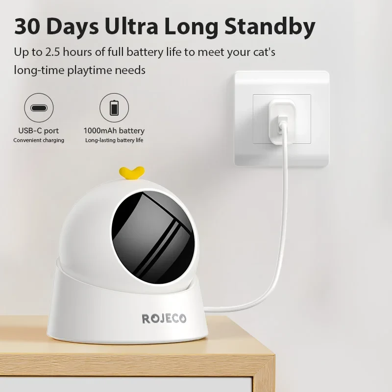 ROJECO Automatic Pet Toy Interactive Adjustable Electric Cat Laser Toy Indoor Smart Teasing Laser Cat Toy For Kitty Dog Supplies