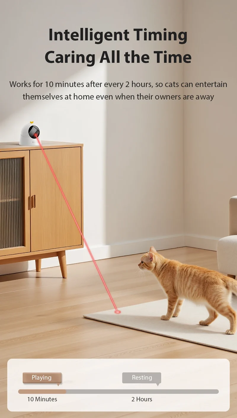 ROJECO Automatic Pet Toy Interactive Adjustable Electric Cat Laser Toy Indoor Smart Teasing Laser Cat Toy For Kitty Dog Supplies