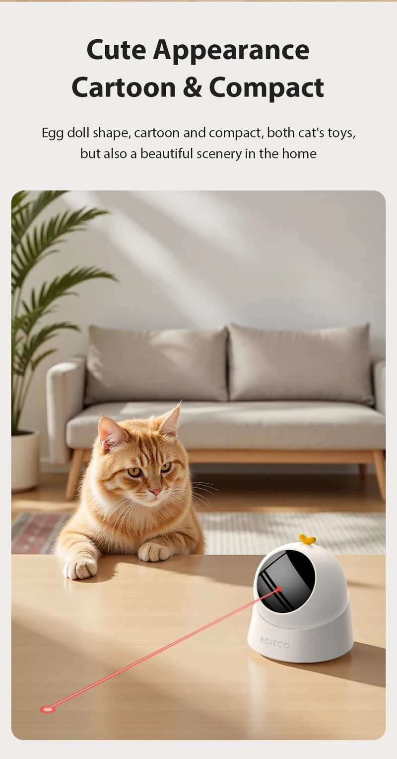 ROJECO Automatic Pet Toy Interactive Adjustable Electric Cat Laser Toy Indoor Smart Teasing Laser Cat Toy For Kitty Dog Supplies