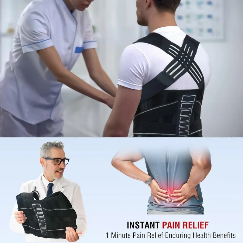 Back Brace for Men and Women, Adjustable Shoulder Posture Support Brace, Back Straightener Posture for Upper and Lower Back