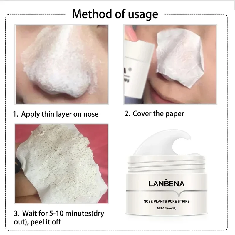 LANBENA Face Mask Blackhead Remover Skin Care Nose Mask Pore Strip Deep Cleaning Peeling Acne Treatment Facial Mask