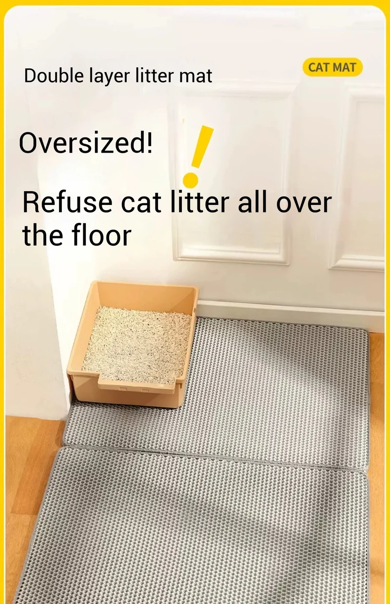 Large Cat Litter Mat Waterproof Double Layer Litter Trapping Clean Pad for Cat Litter Box Durable and Easy to Clean