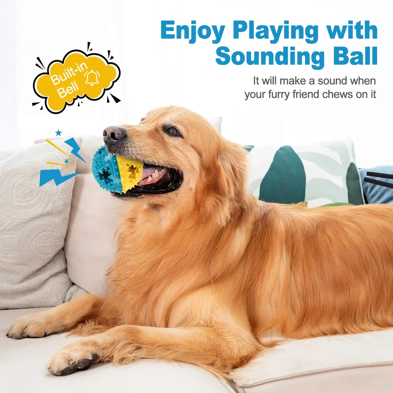 Dog Chew Toys Grinding Teeth Sound Ball Toys Leaking Food Balls Anti Bite Interactive Training Cleaning Teeth Toys Pet Products