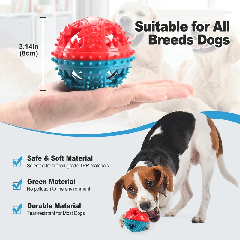 Dog Chew Toys Grinding Teeth Sound Ball Toys Leaking Food Balls Anti Bite Interactive Training Cleaning Teeth Toys Pet Products
