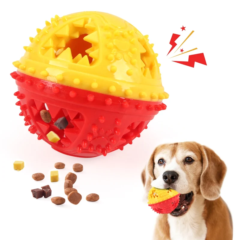 Dog Chew Toys Grinding Teeth Sound Ball Toys Leaking Food Balls Anti Bite Interactive Training Cleaning Teeth Toys Pet Products