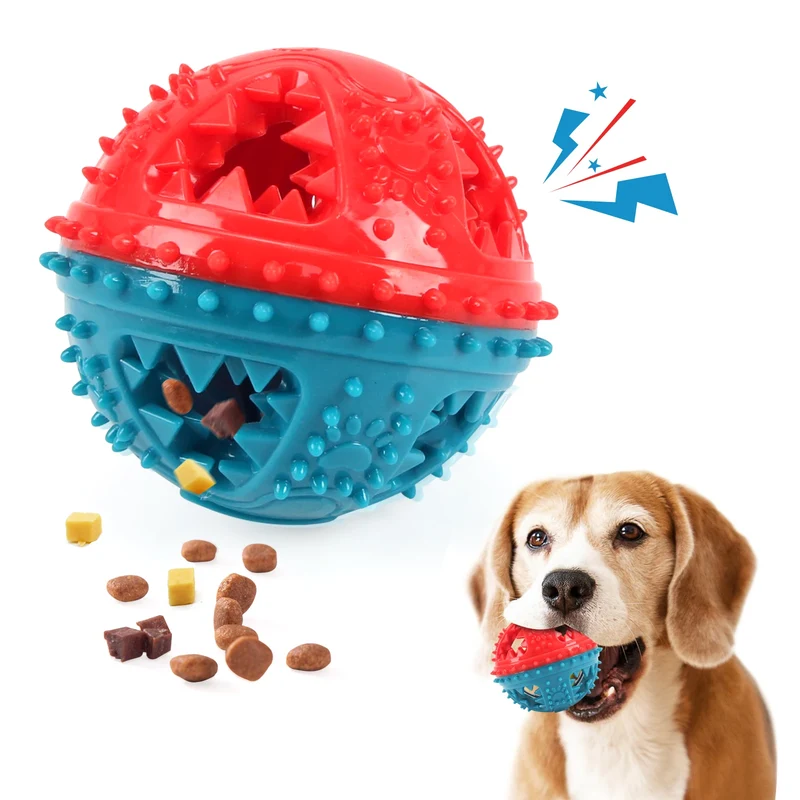 Dog Chew Toys Grinding Teeth Sound Ball Toys Leaking Food Balls Anti Bite Interactive Training Cleaning Teeth Toys Pet Products