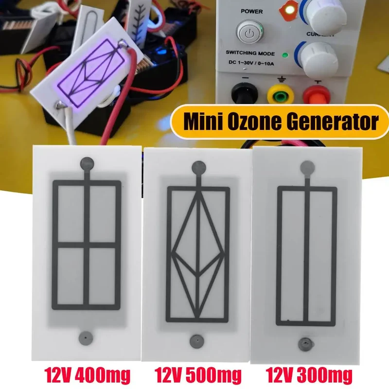 12V Portable Mini Ozone Generator 500/400/300mg Integrated Ceramic Plate Ozonizer Air Water Cleaner Air Purifier Accessories