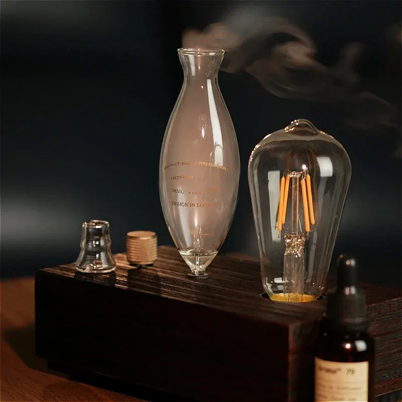 Waterless Pure Essential Oil Diffuser Nebulizer Aromatherapy Diffuser Electric Wooden Glass Home Aroma Essential Diffusers