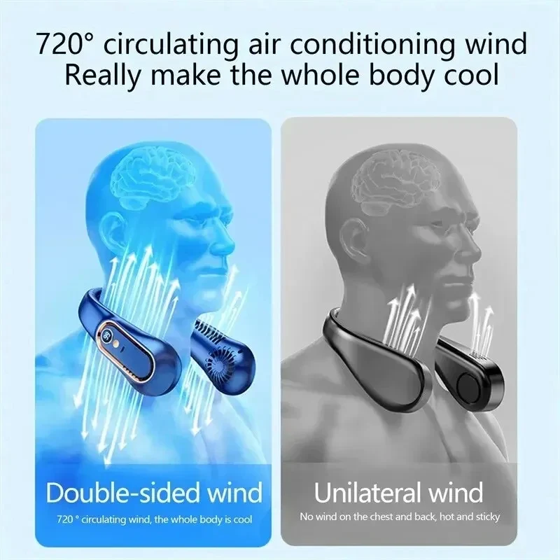 TINSOL New ceiling fan USB rechargeable portable small fan students office sports digital display ceiling fan hanging neck fan