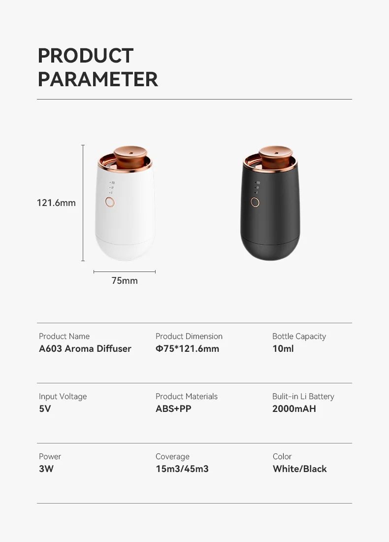 HIINST Waterless Diffuser for Essential Oil Luxury Aromatherapy Diffuser Rechargeable Aroma Diffuser for Home Room