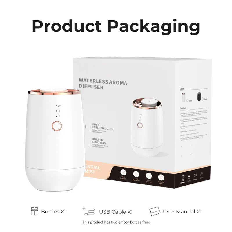 HIINST Waterless Diffuser for Essential Oil Luxury Aromatherapy Diffuser Rechargeable Aroma Diffuser for Home Room