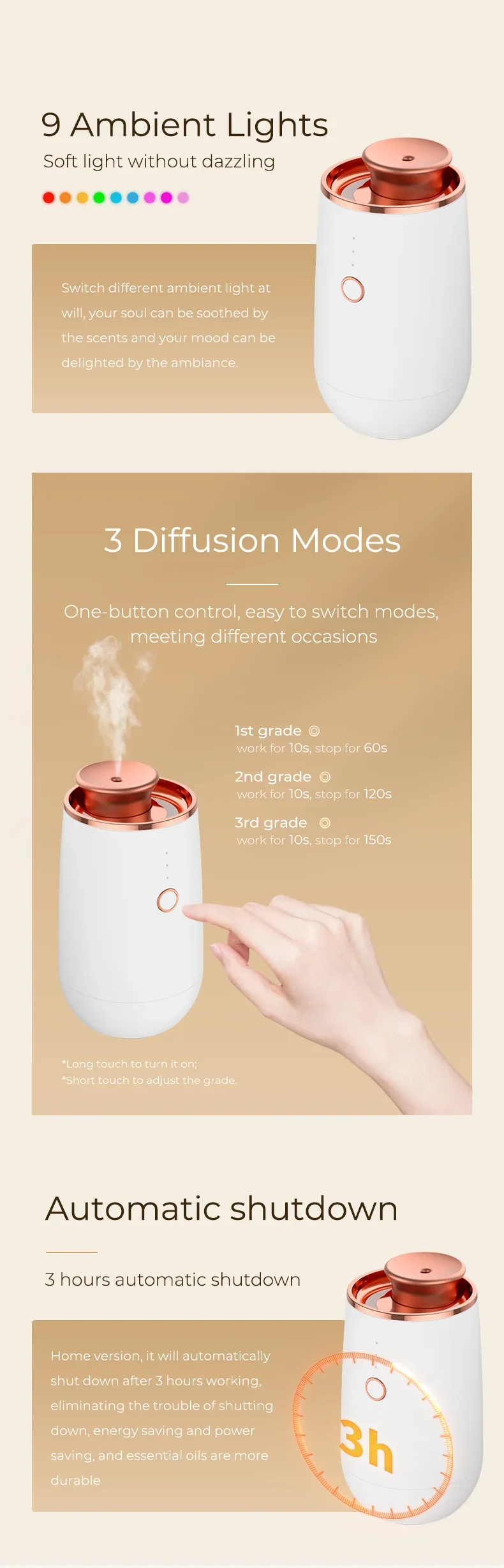 HIINST Waterless Diffuser for Essential Oil Luxury Aromatherapy Diffuser Rechargeable Aroma Diffuser for Home Room